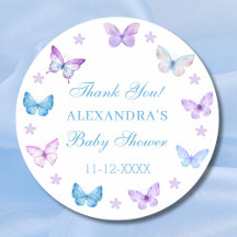 Lilac Floral Blue Butterfly Baby Dusche Vielen Dan