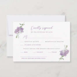 Lilac Floral Bouquet Wedding RSVP Karte