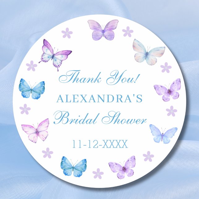 Lilac Floral Butterfly Brautparty Vielen Dank Runder Aufkleber (Von Creator hochgeladen)