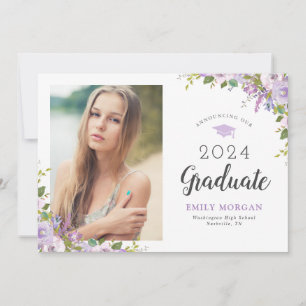 Lilac Floral Foto Abschluss Ankündigung