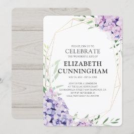Lilac Floral geometrische Feier des Lebens Einladung