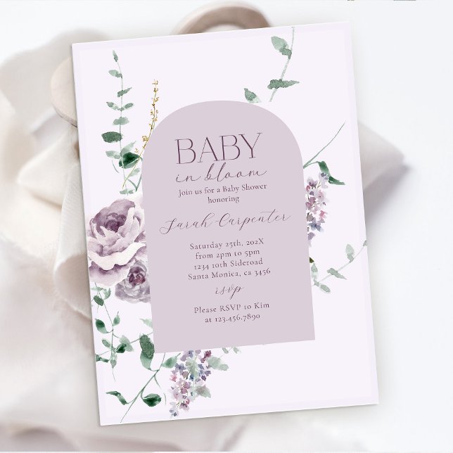 Lilac Floral in Bloom Baby Shower Einladung (Von Creator hochgeladen)