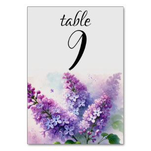 Lilac Floral Lila Elegante Blume Hochzeit Tischnummer