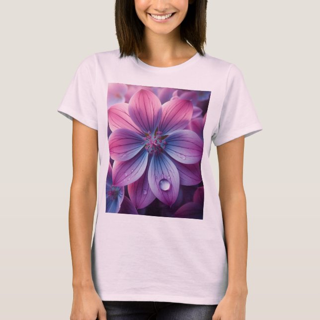 Lilac Floral Lila und rosa T-Shirt (Vorderseite)