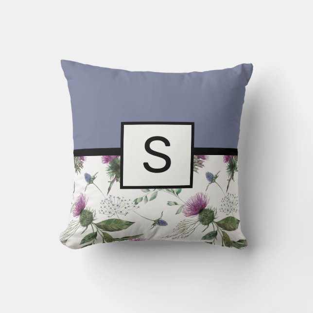 Lilac Floral Monogram Kissen (Vorderseite)