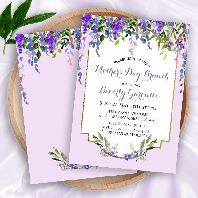 Lilac Floral Mother's Day Brunch Einladung (Lilac Floral Mother's Day Brunch Invitation)