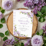 Lilac Floral Mother's Day Brunch Party Einladung<br><div class="desc">Erschwingliche, kundenspezifische Party Einladungen zum Muttertag. Dieses hübsche feminine Design hat eine Aquarellblume mit pastellvioletten Blumen und Grünpflanzen. Personalisieren Sie die Vorlage mit Ihren Ereignisdetails. Die Rückseite hat ein lila Wasserfarbenstreifen-Muster, oder verwenden Sie den Platz, um zusätzlichen Text und Fotos hinzuzufügen. Klicken Sie auf Anpassen, um eine beliebige Hintergrundfarbe auszuwählen...</div>