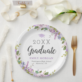 Lilac Floral Personalisiert Graduation Party Pappteller