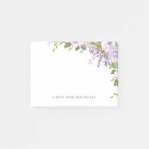 Lilac Floral Personalisiert Teachname Post-it Klebezettel