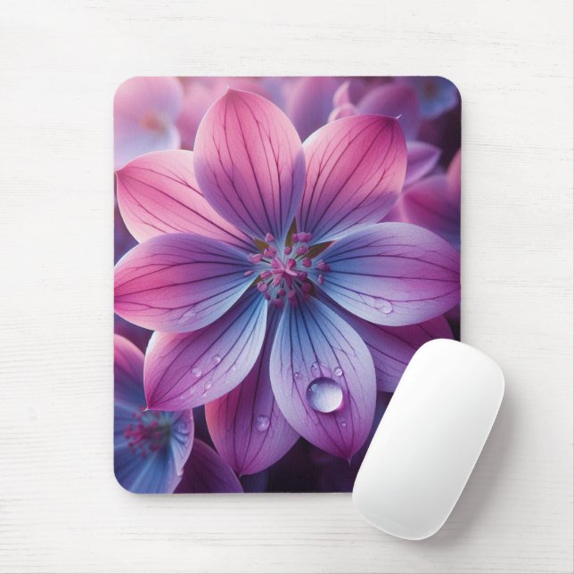 Lilac Floral Pink und Lila Mousepad (Mit Mouse)