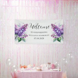 Lilac Floral Purple Flowers Rustic Elegante Weddin Banner