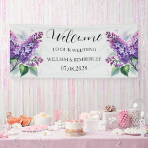 Lilac Floral Purple Flowers Rustic Elegante Weddin Banner