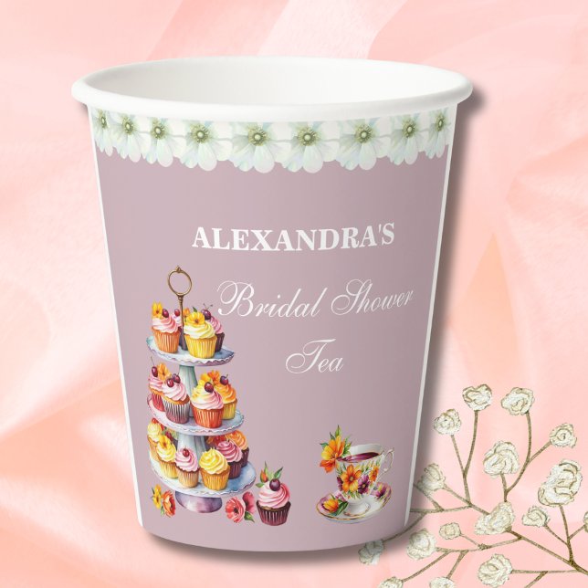 Lilac Floral Tee Party Brautparty Paper Pappbecher (Von Creator hochgeladen)