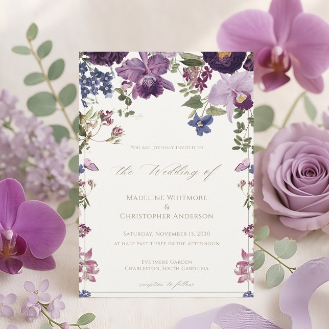 Lilac Floral Vintage Wedding Einladung (Von Creator hochgeladen)