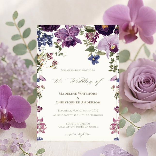 Lilac Floral Vintage Wedding Einladung (Von Creator hochgeladen)