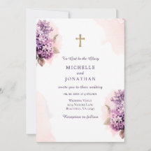 Lilac Floral Watercolor Christliche Cross Wedding