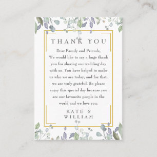 Lilac Floral Watercolor Wedding Vielen Dank Platzkarte