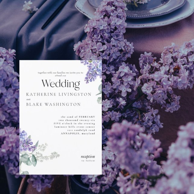 Lilac Floral Wedding Einladung (Von Creator hochgeladen)