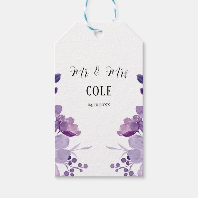 Lilac Floral Wedding Geschenkanhänger (Vorderseite)