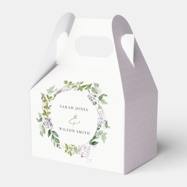 Lilac Floral Wreath Hütte Garden Wedding Geschenkschachtel (Vorderseite)