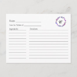Lilac Floral Wreath Rezept Card Postkarte