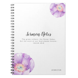 Lilac Flowers Journal des notes de sermon personna