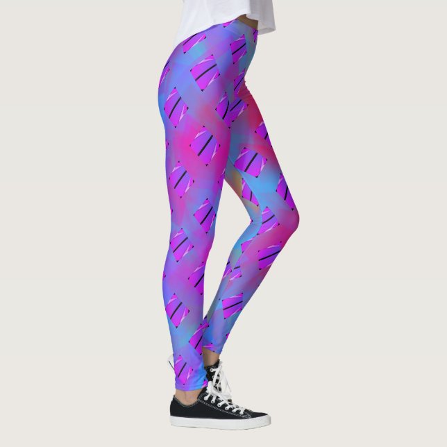 Lilac-Formen, bläuliche Kreise oder abstraktes Hex Leggings (Rechts)