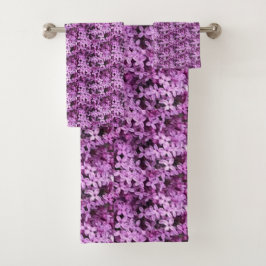 Lilac Foto | Gefleckte halbe Tropfen | Badhandtuch Set