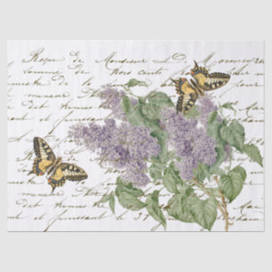 Lilac Frack Butterfly French Script Craft Seidenpapier