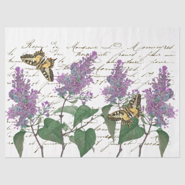 Lilac Frack Butterfly French Script Craft Ti Seidenpapier (Vorderseite)