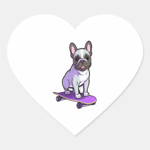 Lilac French Bulldog 3 Herz-Aufkleber
