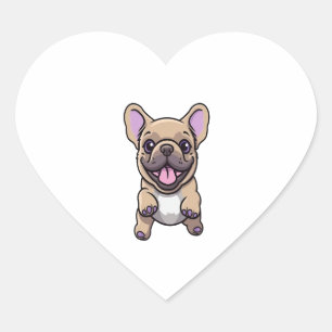 Lilac French Bulldog 9 Herz-Aufkleber