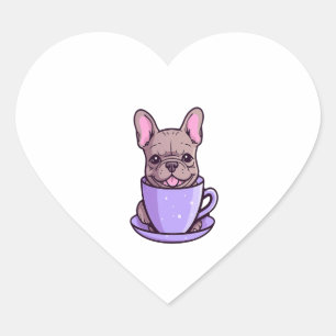 Lilac French Bulldog Herz-Aufkleber