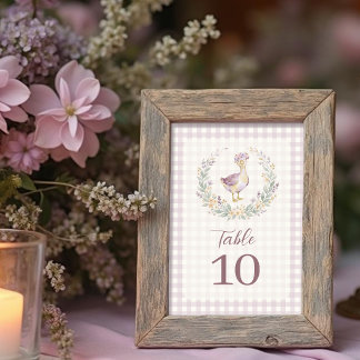 Lilac Gingham Baby Goose Table Number LPM26 Tischnummer