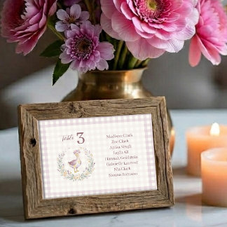 Lilac Gingham Baby Goose Table Seating Card LPM26 Tischnummer