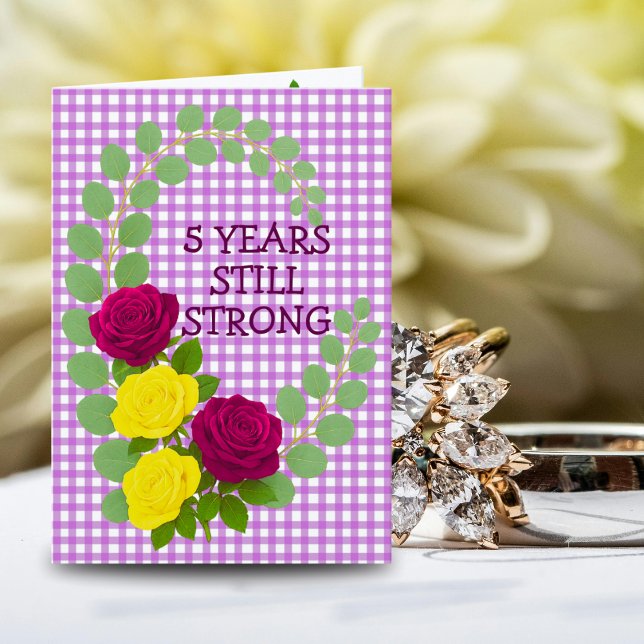Lilac Gingham Floral 5-Jubiläum Couple Gift Karte (Von Creator hochgeladen)