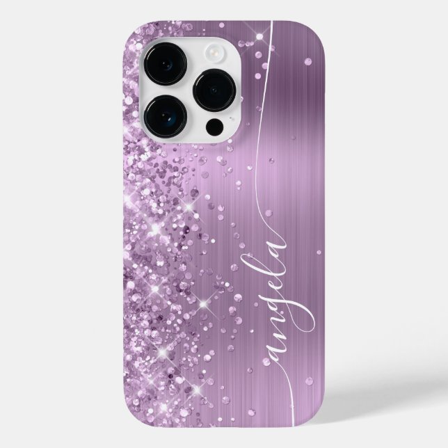 Lilac Glittery Glam Signature Case-Mate iPhone 14 Pro Hülle (Rückseite)