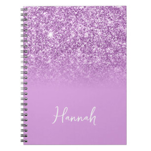 Lilac Glitzer Ombre Script Name Notizblock