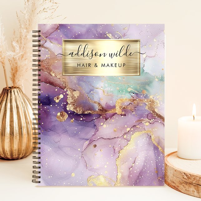 Lilac Glitzer Watercolor Imitate Gold Fossil Busin Notizbuch (Von Creator hochgeladen)