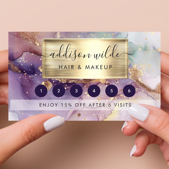 Lilac Glitzer Watercolor Imitate Golden Fossil Treuekarte (Von Creator hochgeladen)