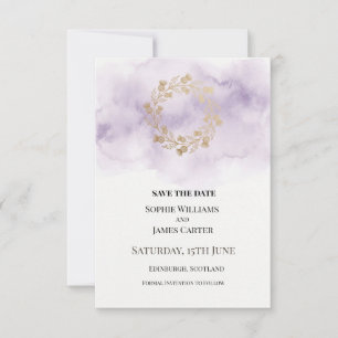 Lilac Gold Kranz Hochzeit Save The Date