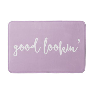 Lilac Good Lookin' Calligraphy Script Bath Mat Badematte