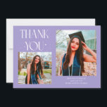 Lilac Graduate Thank You 2-Photo  Ankündigung<br><div class="desc">Modern and whimsical graduation announcement photo card featuring 2 photos on the front and 1 on the back. The text says "THANK YOU" with twinkling stars. Add the graduate's name,  information,  and message to personalize this card. Lilac.</div>