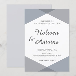 Lilac gray blau geometrisch elegante moderne Hochz Einladung