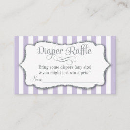 Lilac Gray Diaper Raffle Baby Duschkarten Lila Begleitkarte