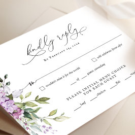 Lilac Greenerity Script Wedding RSVP Reply Card