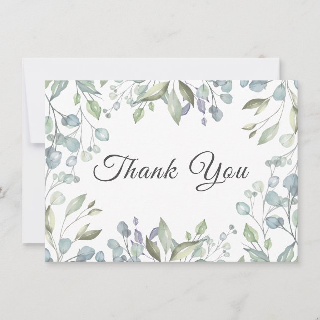 Lilac Greenery Floral Wedding Danke Card (Vorderseite)