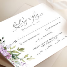 Lilac Greenery Script Wedding Carte de réponse RSV