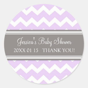 Lilac Grey Chevron Baby shower Favoriser Stickers
