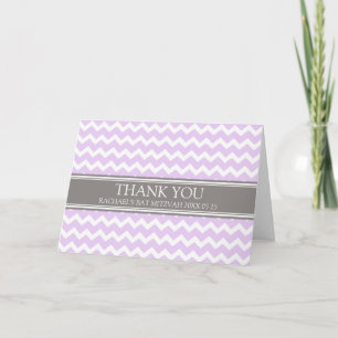 Lilac Grey Chevron Bat mitzvah Carte de remercieme